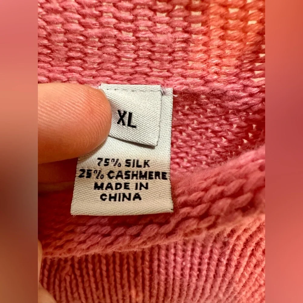 Real Clothes 75% Silk 25% Cashmere Pink Knit Sweater XL Lightweight Luxury
